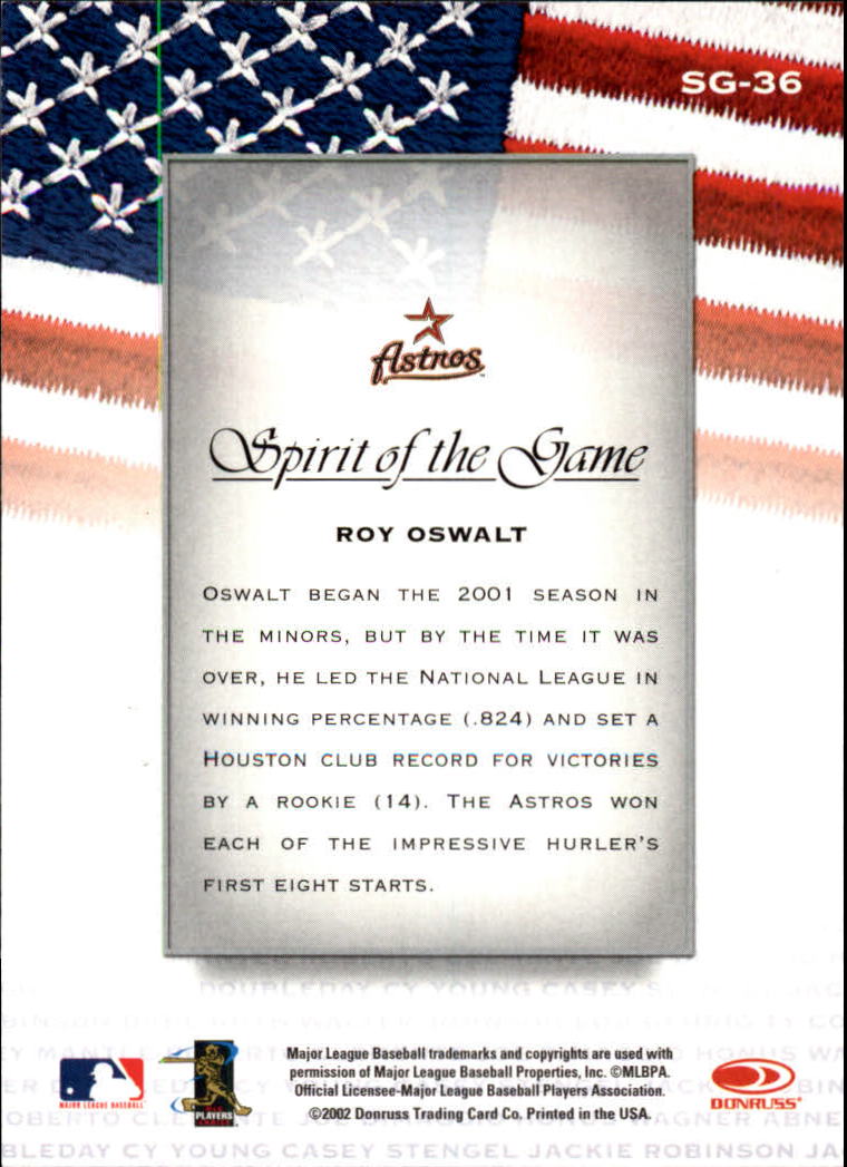2002 Studio Spirit of the Game #36 Roy Oswalt back image