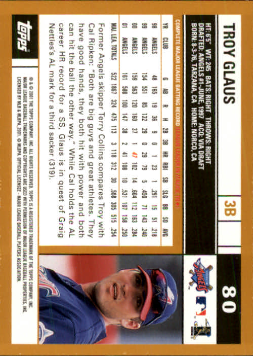 2002 Topps #80 Troy Glaus back image
