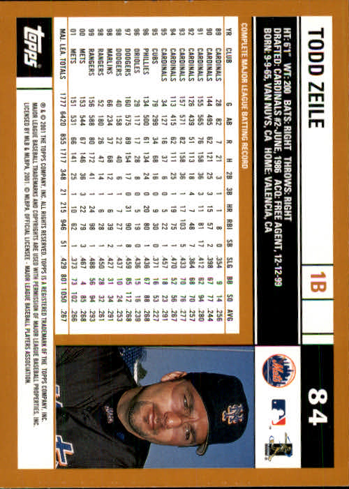 2002 Topps #84 Todd Zeile back image