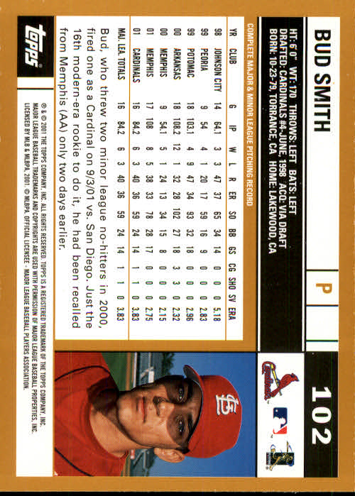 2002 Topps #102 Bud Smith back image
