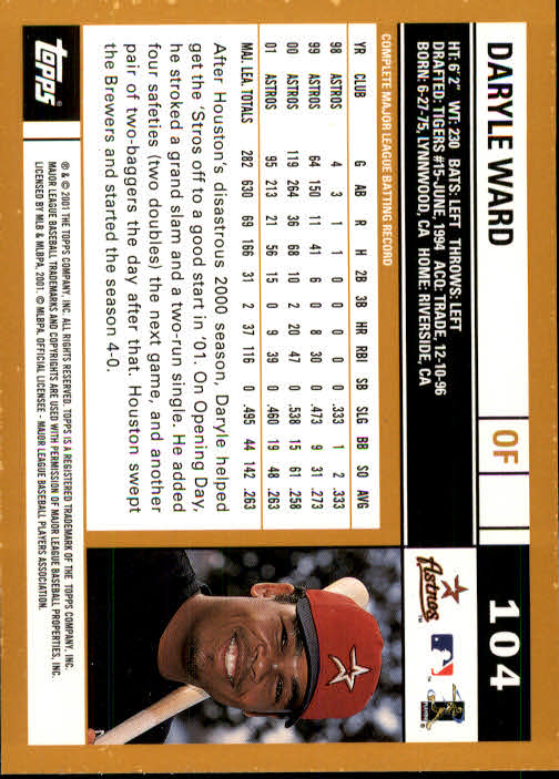 2002 Topps #104 Daryle Ward back image