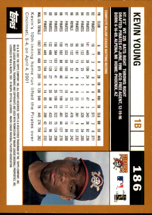 2002 Topps #186 Kevin Young back image