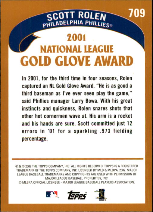 2002 Topps #709 Scott Rolen GG back image