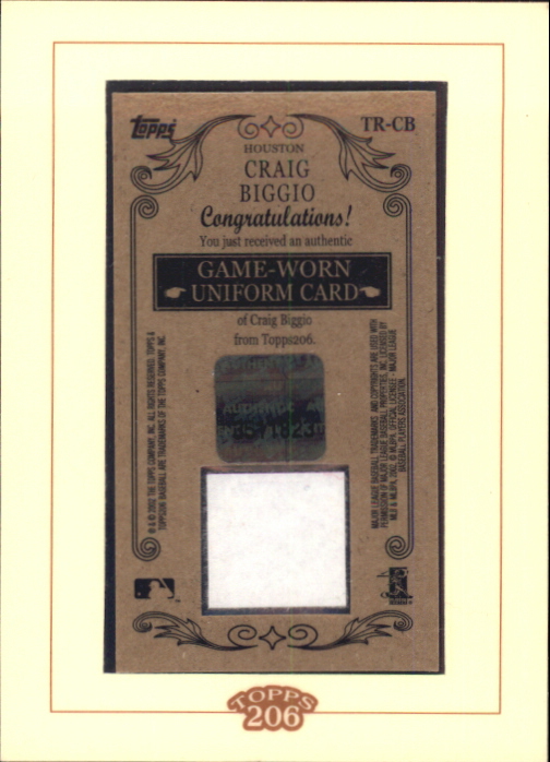 2002 Topps 206 Relics #CB Craig Biggio Jsy B1 back image