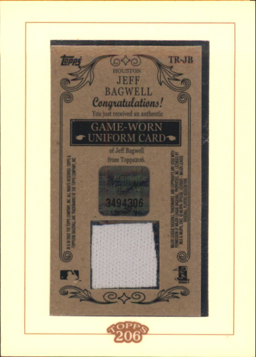 2002 Topps 206 Relics #JB1 Jeff Bagwell Jsy A1 back image