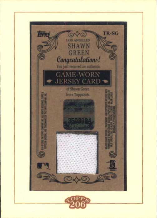 2002 Topps 206 Relics #SG1 Shawn Green Jsy A1 back image