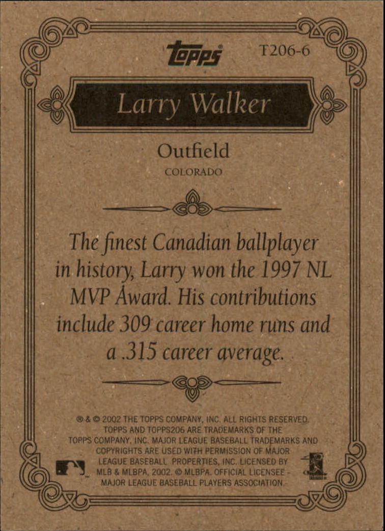 2002 Topps 206 Team 206 Series 1 #T2066 Larry Walker back image