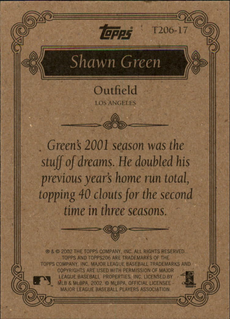 2002 Topps 206 Team 206 Series 1 #T20617 Shawn Green back image