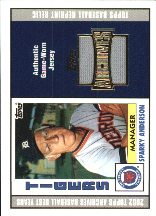2002 Topps Archives Uniform Relics #TURSA Sparky Anderson 84