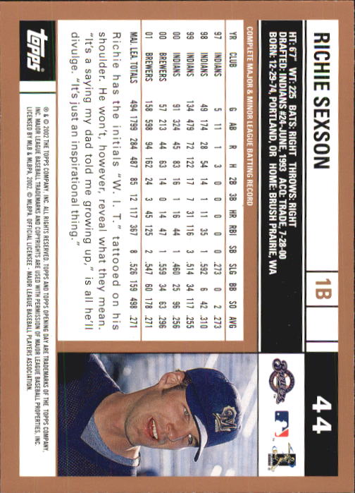 A7543- 2002 Topps Opening Tag Baseball Karten 1-165 -du Pick- 15 + Free US - Bild 89 von 330