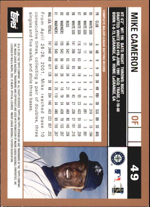 A7543- 2002 Topps Opening Tag Baseball Karten 1-165 -du Pick- 15 + Free US - Bild 99 von 330