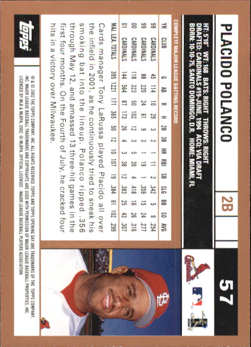 A7543- 2002 Topps Opening Tag Baseball Karten 1-165 -du Pick- 15 + Free US - Bild 114 von 330