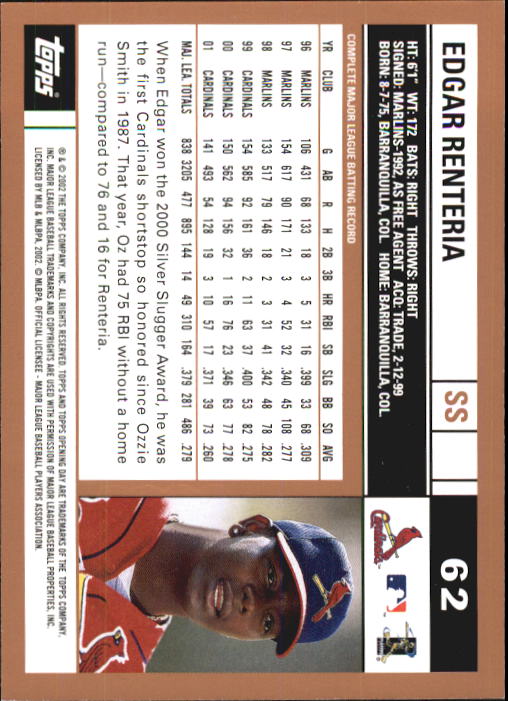 A7543- 2002 Topps Opening Tag Baseball Karten 1-165 -du Pick- 15 + Free US - Bild 124 von 330