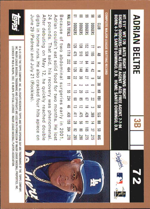 A7543- 2002 Topps Opening Tag Baseball Karten 1-165 -du Pick- 15 + Free US - Bild 144 von 330