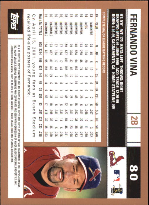 A7543- 2002 Topps Opening Tag Baseball Karten 1-165 -du Pick- 15 + Free US - Bild 160 von 330