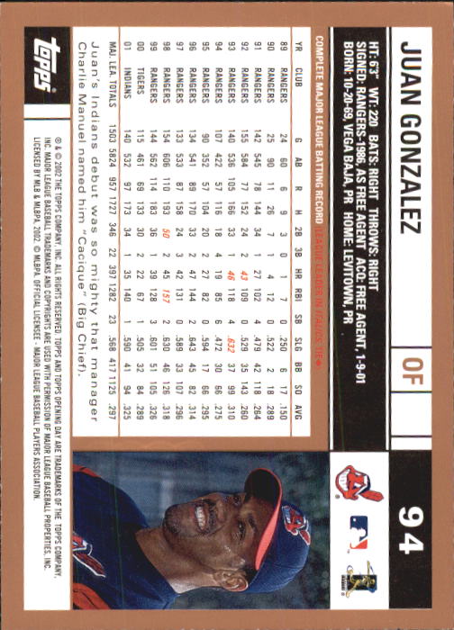 A7543- 2002 Topps Opening Tag Baseball Karten 1-165 -du Pick- 15 + Free US - Bild 188 von 330