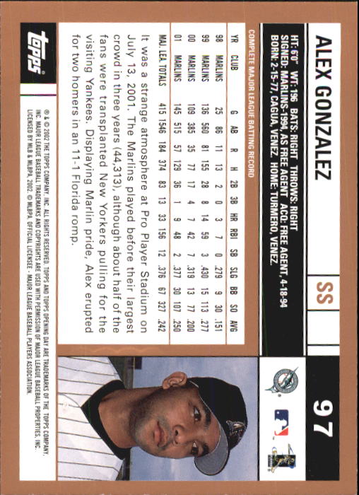 A7543- 2002 Topps Opening Tag Baseball Karten 1-165 -du Pick- 15 + Free US - Bild 194 von 330