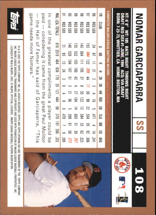A7543- 2002 Topps Opening Tag Baseball Karten 1-165 -du Pick- 15 + Free US - Bild 216 von 330
