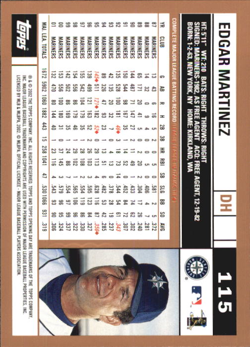 A7543- 2002 Topps Opening Tag Baseball Karten 1-165 -du Pick- 15 + Free US - Bild 230 von 330