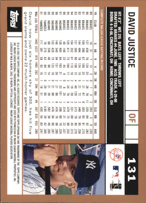 A7543- 2002 Topps Opening Tag Baseball Karten 1-165 -du Pick- 15 + Free US - Bild 262 von 330