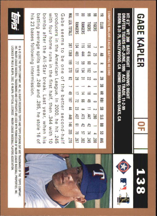 A7543- 2002 Topps Opening Tag Baseball Karten 1-165 -du Pick- 15 + Free US - Bild 276 von 330