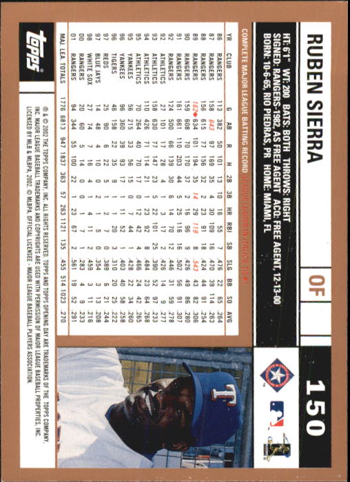 A7543- 2002 Topps Opening Tag Baseball Karten 1-165 -du Pick- 15 + Free US - Bild 300 von 330