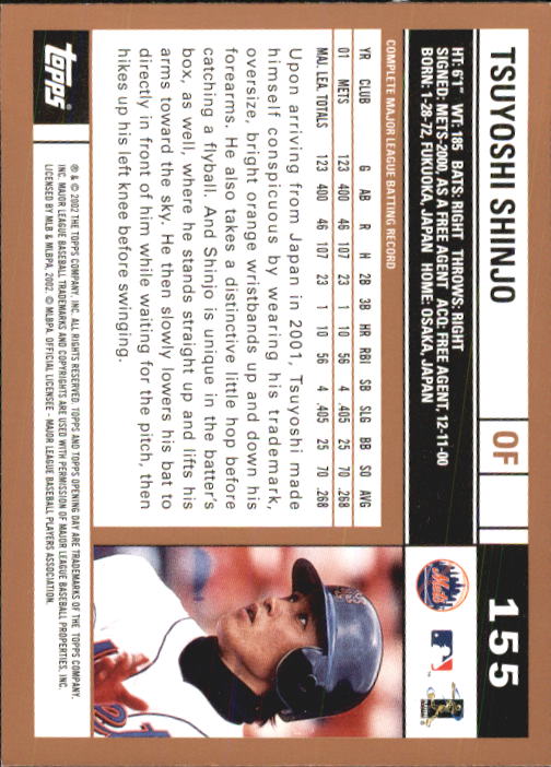 A7543- 2002 Topps Opening Tag Baseball Karten 1-165 -du Pick- 15 + Free US - Bild 310 von 330