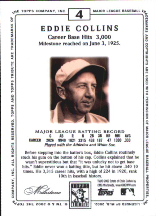2002 Topps Tribute #4 Eddie Collins back image