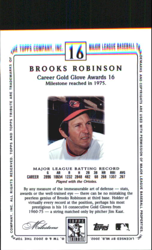 2002 Topps Tribute #16 Brooks Robinson back image