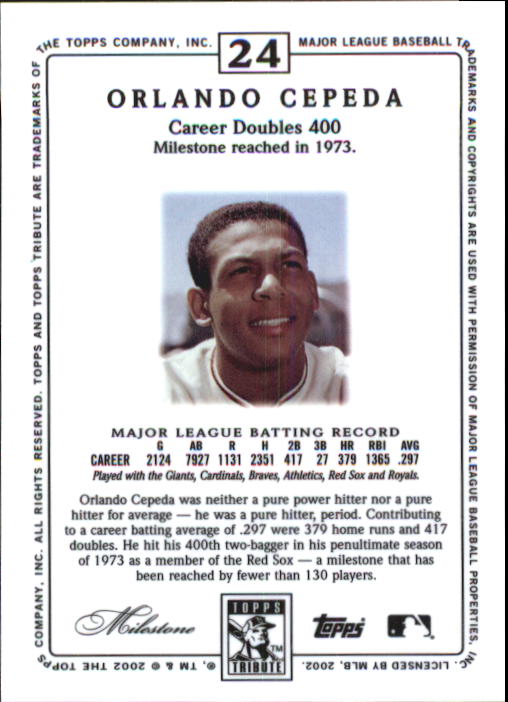2002 Topps Tribute #24 Orlando Cepeda back image