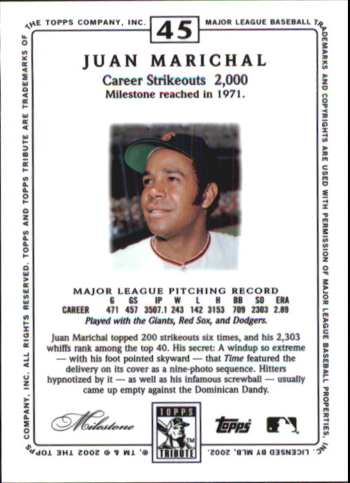 2002 Topps Tribute #45 Juan Marichal back image