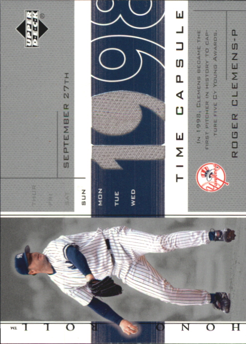 2002 Upper Deck Honor Roll Time Capsule Game Jersey #TCRC2 Roger Clemens 98