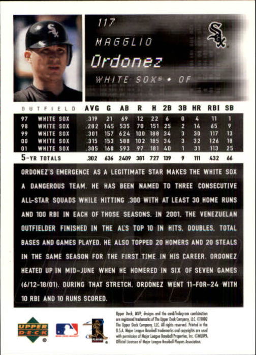 2002 Upper Deck MVP #117 Magglio Ordonez back image
