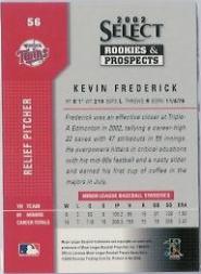 2002 Select Rookies and Prospects #56 Kevin Frederick back image