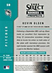 2002 Select Rookies and Prospects #58 Kevin Olsen back image