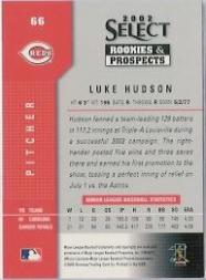 2002 Select Rookies and Prospects #66 Luke Hudson back image