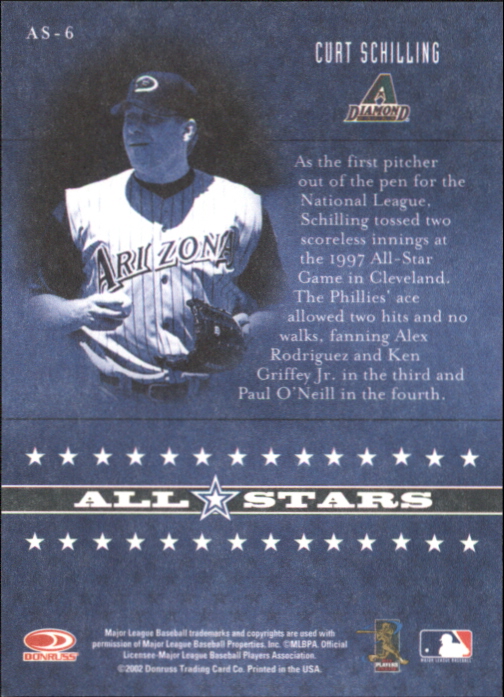 2002 Donruss Originals All-Stars #6 Curt Schilling back image