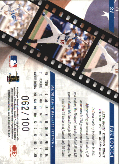 2002 Studio Proofs #21 Paul Lo Duca back image