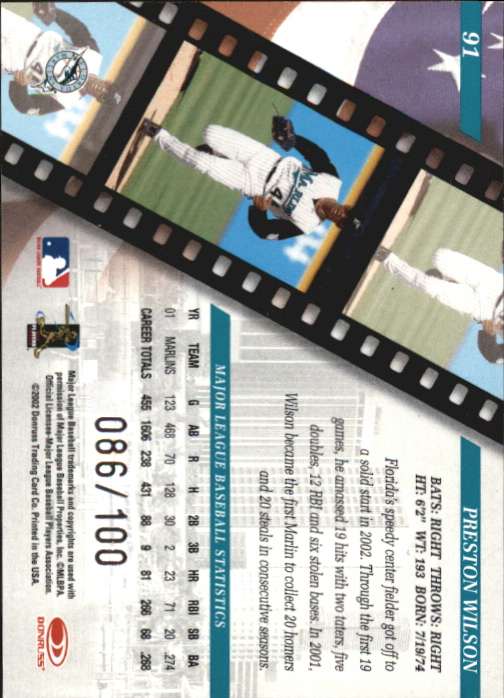 2002 Studio Proofs #91 Preston Wilson back image