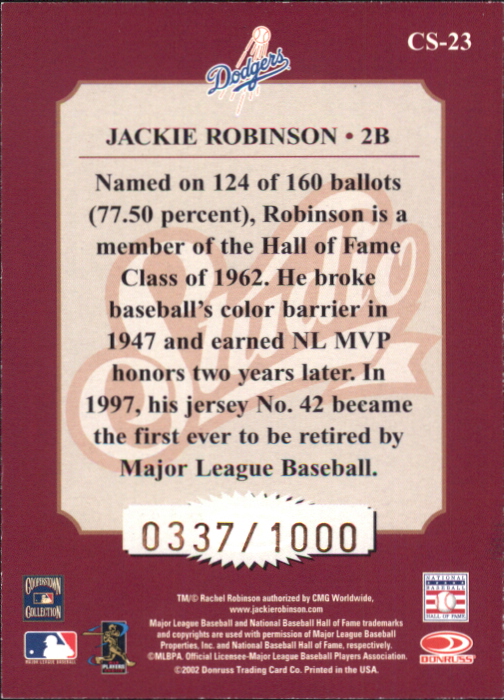 2002 Studio Classic #23 Jackie Robinson back image