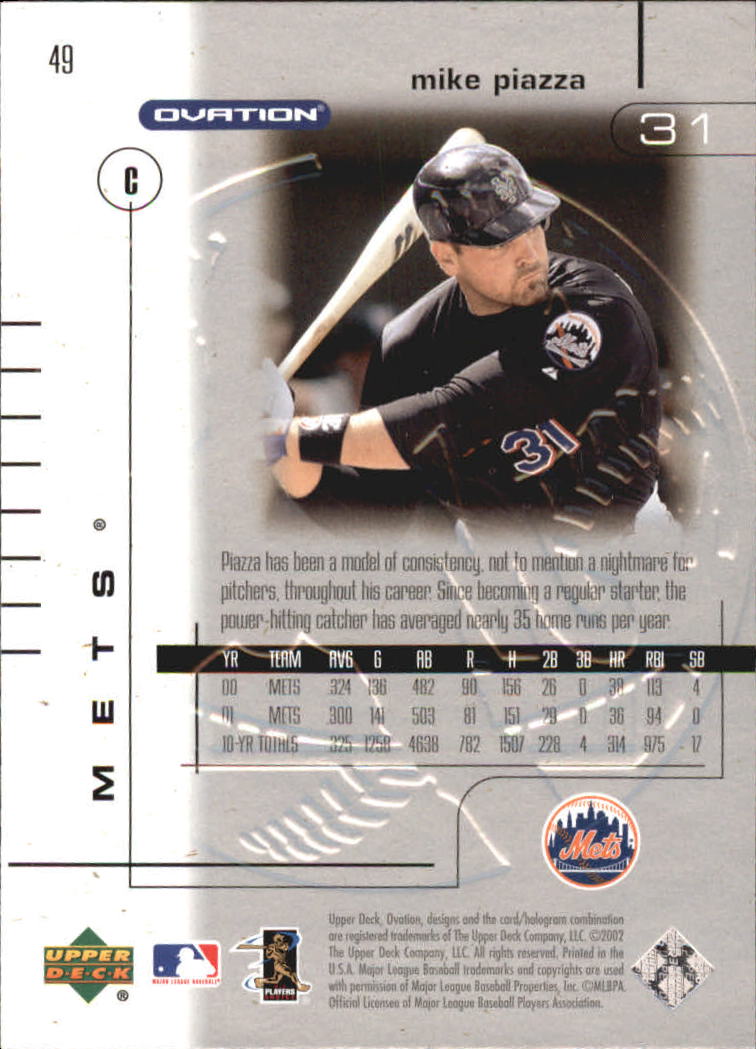 2002 Upper Deck Ovation Silver #49 Mike Piazza back image