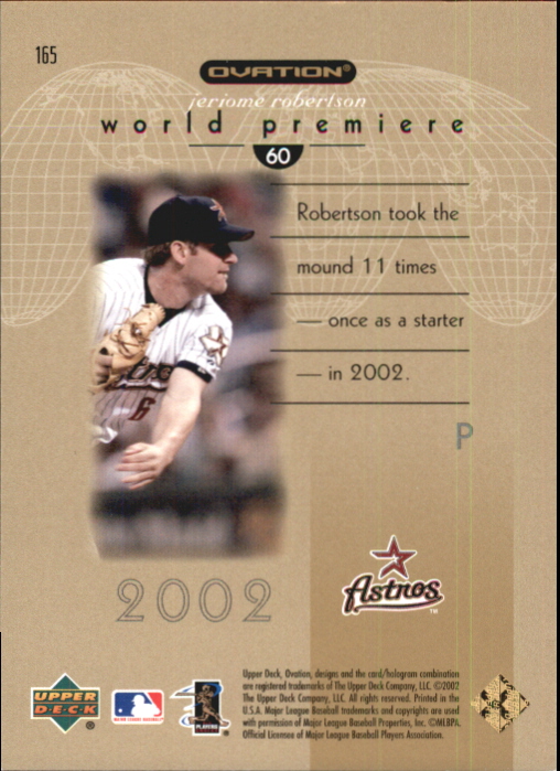 2002 Upper Deck Ovation Standing Ovation #165 Jeriome Robertson WP