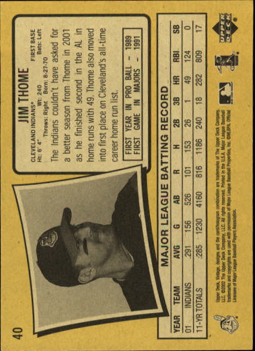 Jim Thome - Cleveland Indians (MLB Baseball Card) 2000 Upper Deck