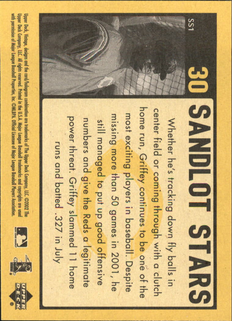 2002 Upper Deck Vintage Sandlot Stars #SS1 Ken Griffey Jr. back image