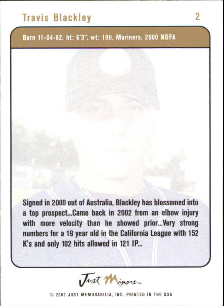 2002-03 Justifiable #2 Travis Blackley back image