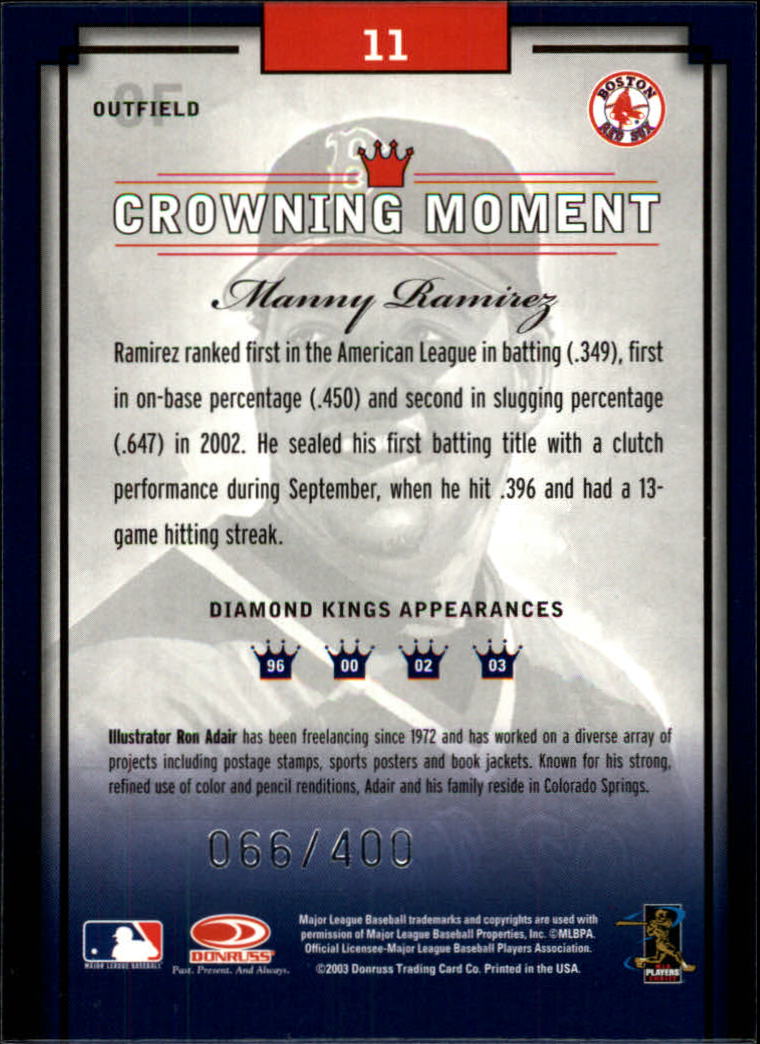 2003 Diamond Kings Silver Foil #11 Manny Ramirez back image
