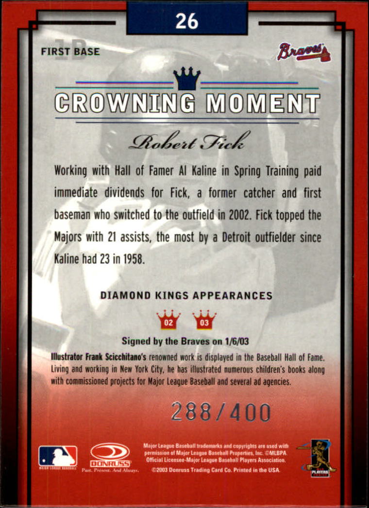 2003 Diamond Kings Silver Foil #26 Robert Fick back image