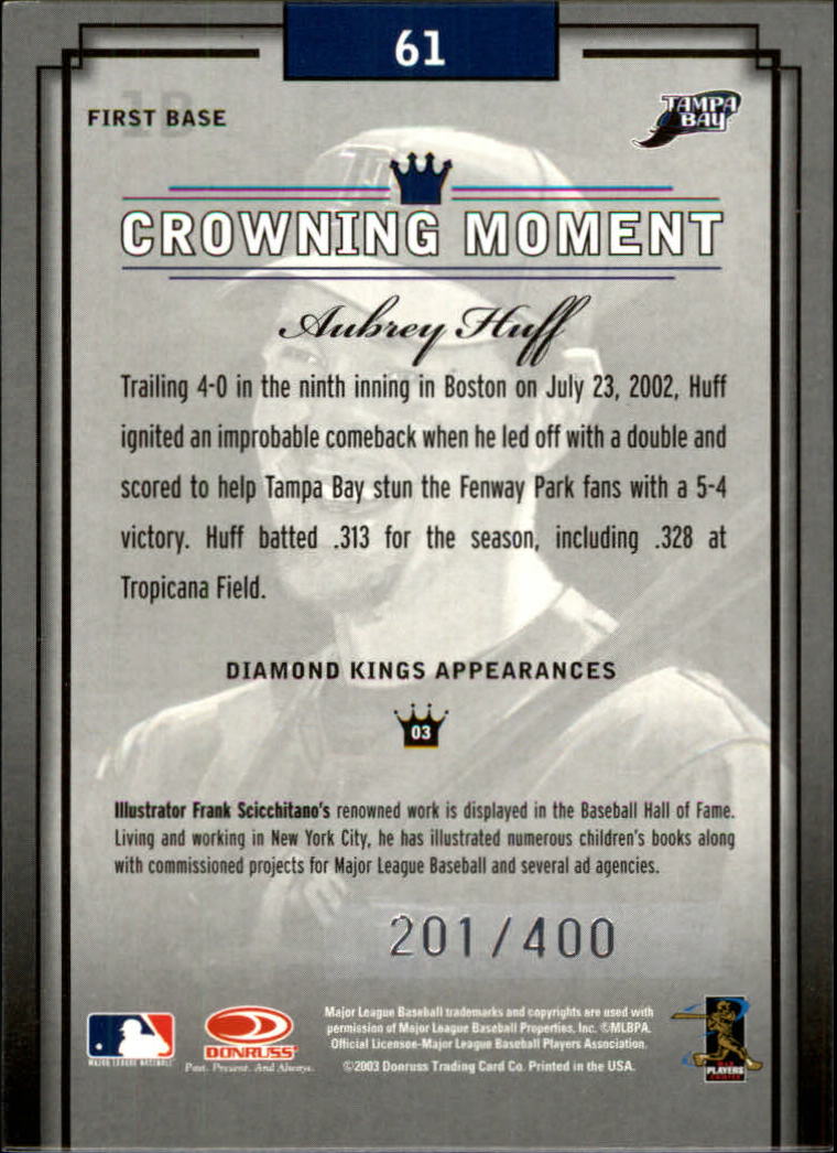 2003 Diamond Kings Silver Foil #61 Aubrey Huff back image