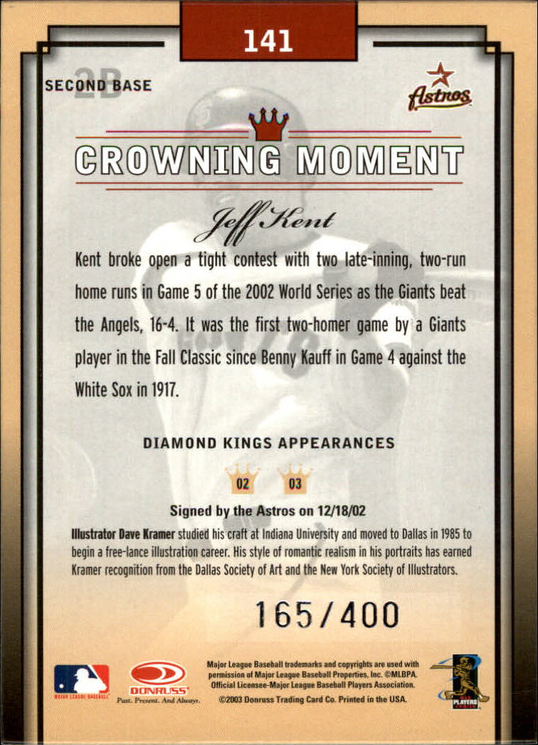 2003 Diamond Kings Silver Foil #141 Jeff Kent back image