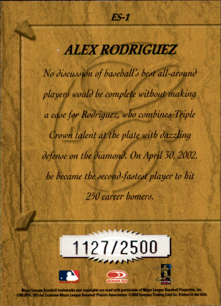 2003 Donruss Elite Series #1 Alex Rodriguez back image
